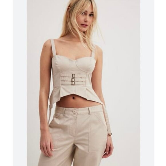 NWT NA-KD Cargo Corset Top Beige Tan Bustier Style Women’s Size US2 - Picture 1 of 7